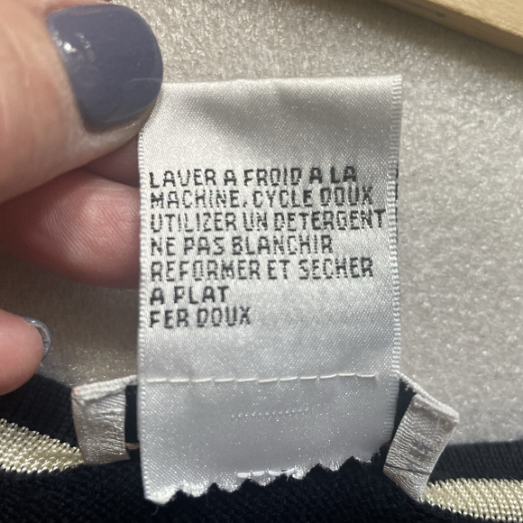 Vintage Y2K Talbots Cardigan Women Large Black Tan Trim Open Front Knit Sweater - Picture 7 of 13